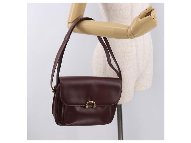 Borsa a Spalla CARTIER in Pelle Bordeaux Oro Auth 187826 D'oro Bordò - vista 23