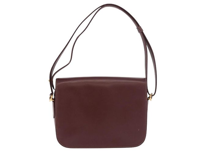 Borsa a Spalla CARTIER in Pelle Bordeaux Oro Auth 187826 D'oro Bordò - vista 3