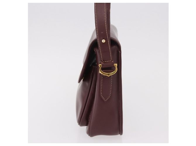Borsa a Spalla CARTIER in Pelle Bordeaux Oro Auth 187826 D'oro Bordò - vista 4