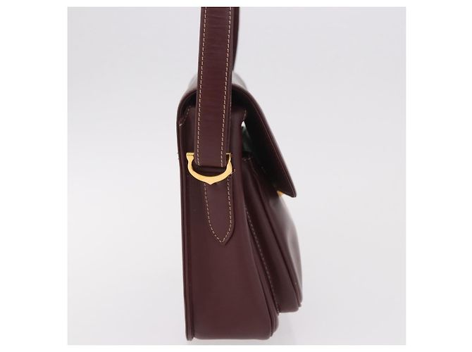 Borsa a Spalla CARTIER in Pelle Bordeaux Oro Auth 187826 D'oro Bordò - vista 5