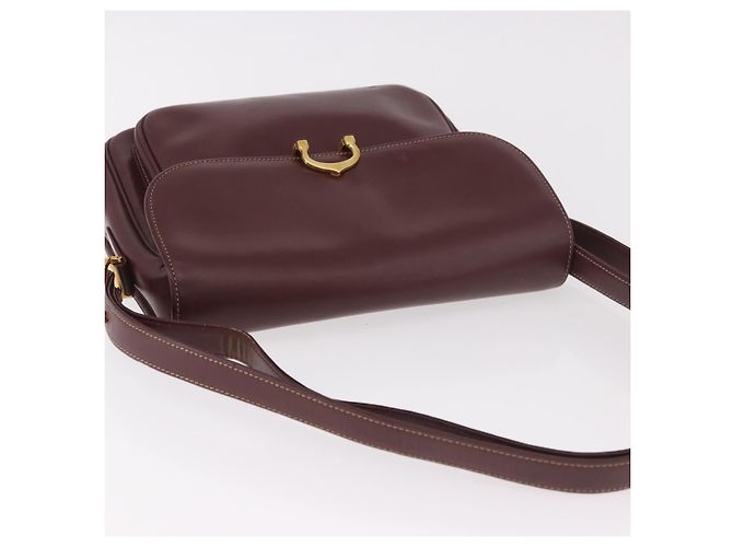 Borsa a Spalla CARTIER in Pelle Bordeaux Oro Auth 187826 D'oro Bordò - vista 6