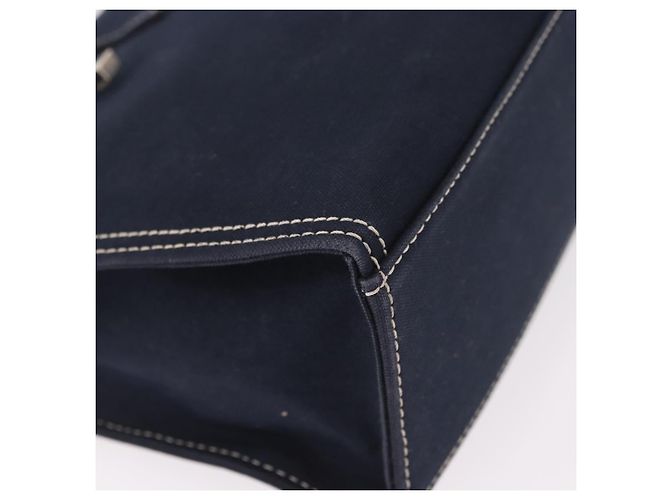 FENDI Mamma Baguette Tote Bag Canvas Navy Silver Auth BA13682V Silber Marineblau - Ansicht 12
