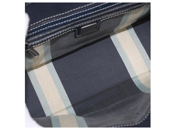 FENDI Mamma Baguette Tote Bag Canvas Navy Silver Auth BA13682V Silber Marineblau - Ansicht 18