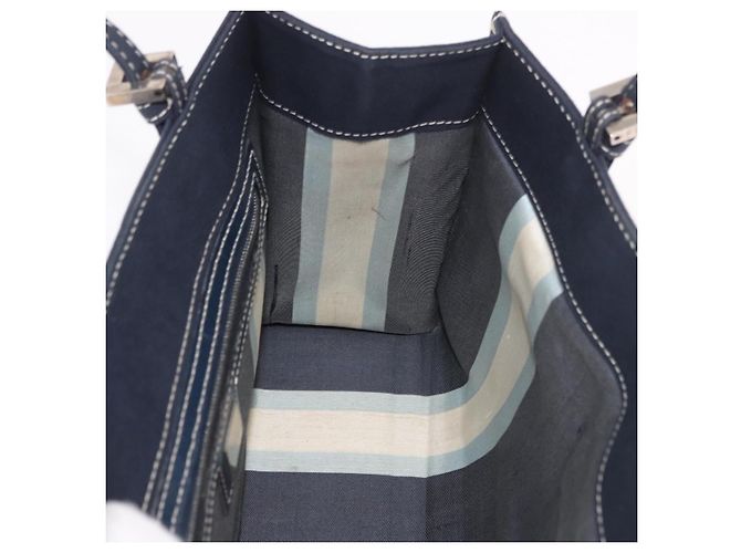 FENDI Mamma Baguette Tote Bag Canvas Navy Silver Auth BA13682V Silber Marineblau - Ansicht 19