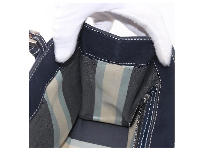FENDI Mamma Baguette Tote Bag Canvas Navy Silver Auth BA13682V Silber Marineblau - Ansicht 20