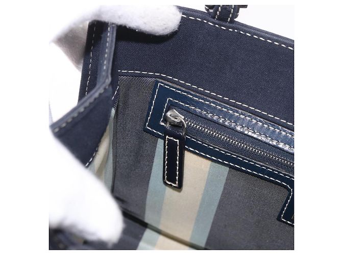 FENDI Mamma Baguette Tote Bag Canvas Navy Silver Auth BA13682V Silber Marineblau - Ansicht 21