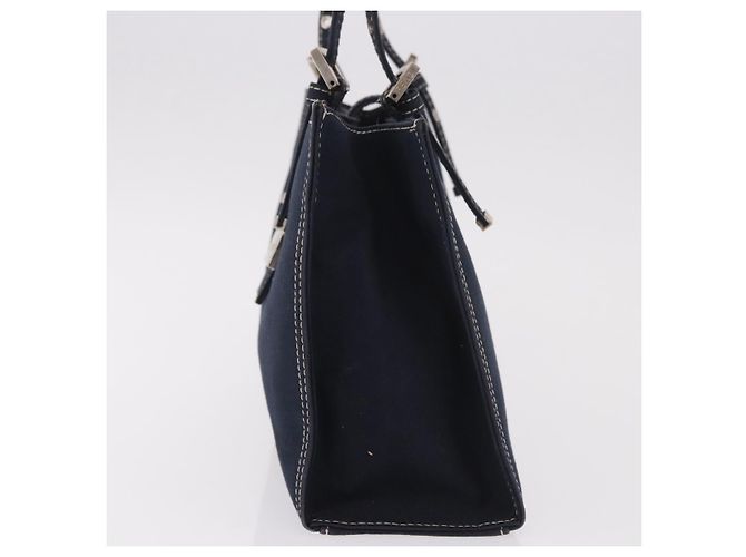 FENDI Mamma Baguette Tote Bag Canvas Navy Silver Auth BA13682V Silber Marineblau - Ansicht 4