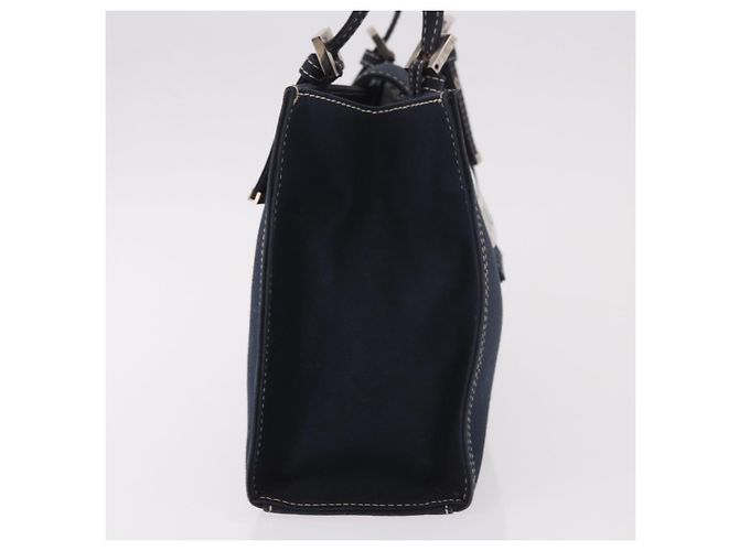 FENDI Mamma Baguette Tote Bag Canvas Navy Silver Auth BA13682V Silber Marineblau - Ansicht 5