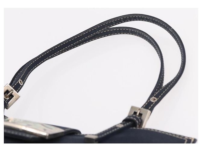 FENDI Mamma Baguette Tote Bag Canvas Navy Silver Auth BA13682V Silber Marineblau - Ansicht 8