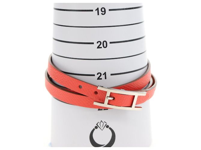 Hermès HERMES Appi 3 Armband Leder Orange Authentisch 187889M - Ansicht 13
