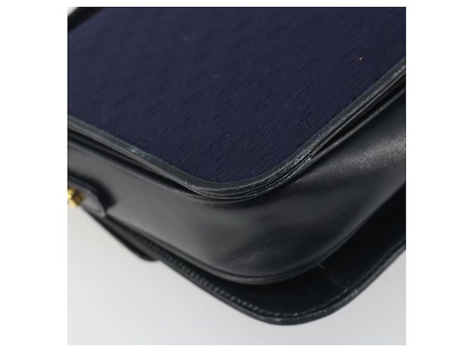 Borsa a Spalla GUCCI Micro GG Canvas Blu Navy Oro Autentica ep15021A D'oro - vista 13
