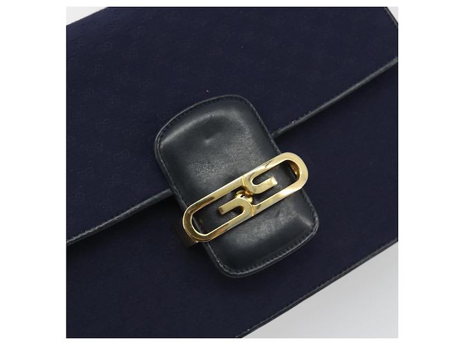 Borsa a Spalla GUCCI Micro GG Canvas Blu Navy Oro Autentica ep15021A D'oro - vista 14