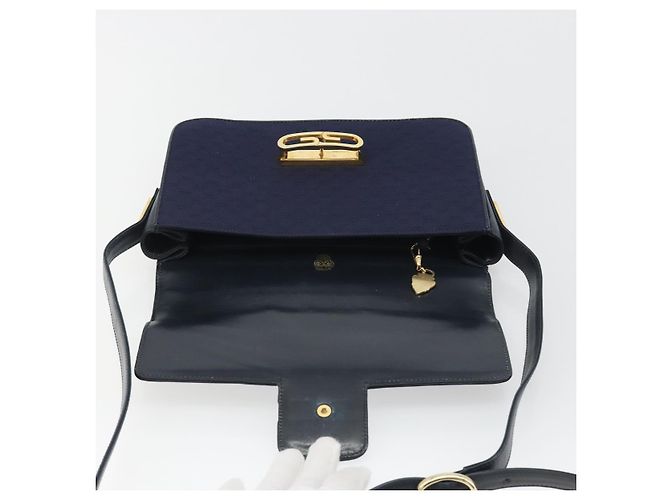 Borsa a Spalla GUCCI Micro GG Canvas Blu Navy Oro Autentica ep15021A D'oro - vista 15