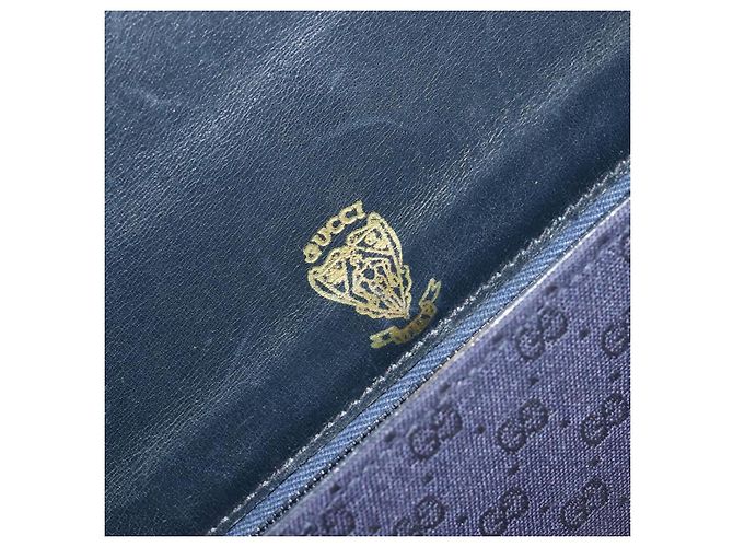 Borsa a Spalla GUCCI Micro GG Canvas Blu Navy Oro Autentica ep15021A D'oro - vista 16