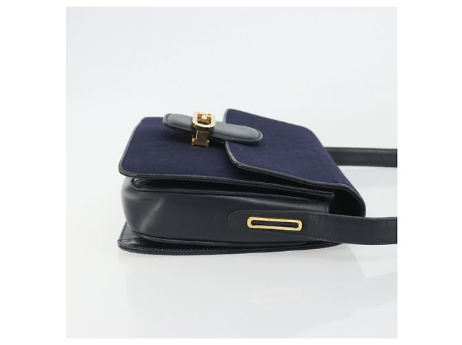 Borsa a Spalla GUCCI Micro GG Canvas Blu Navy Oro Autentica ep15021A D'oro - vista 4