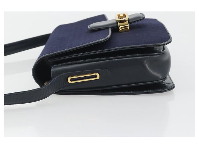 Borsa a Spalla GUCCI Micro GG Canvas Blu Navy Oro Autentica ep15021A D'oro - vista 5