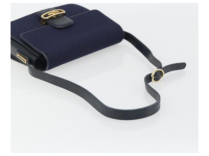 Borsa a Spalla GUCCI Micro GG Canvas Blu Navy Oro Autentica ep15021A D'oro - vista 7