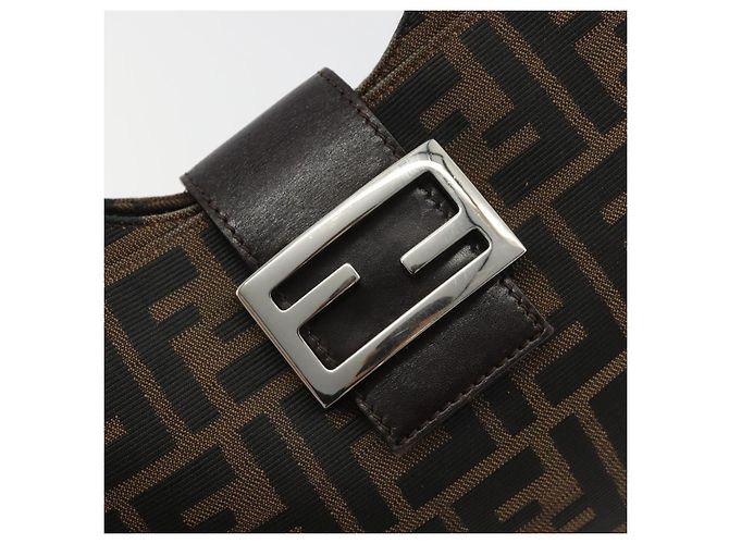 FENDI Zucca Canvas Mamma Baguette Borsa a Spalla Marrone Nero Auth BA13674V - vista 15