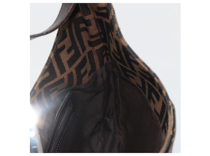 FENDI Zucca Canvas Mamma Baguette Borsa a Spalla Marrone Nero Auth BA13674V - vista 19