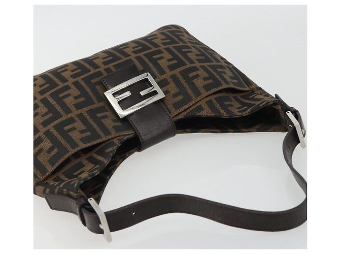 FENDI Zucca Canvas Mamma Baguette Borsa a Spalla Marrone Nero Auth BA13674V - vista 6
