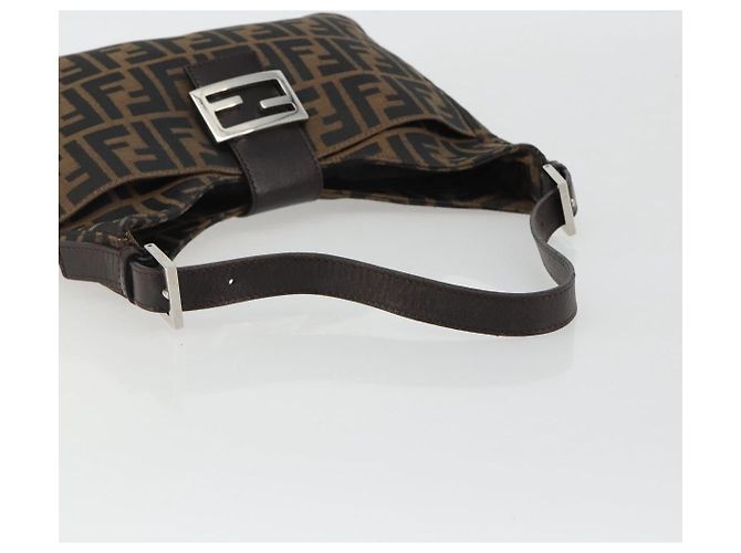 FENDI Zucca Canvas Mamma Baguette Borsa a Spalla Marrone Nero Auth BA13674V - vista 7