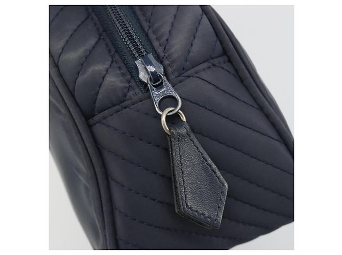 SAINT LAURENT Borsa a Mano Nylon Navy Argento Auth mr2565 Blu navy - vista 14