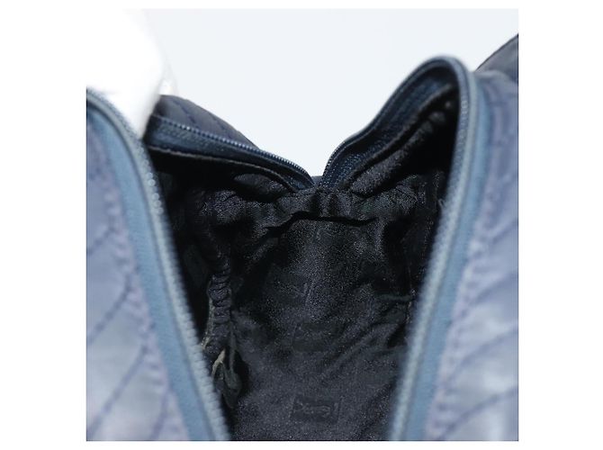 SAINT LAURENT Borsa a Mano Nylon Navy Argento Auth mr2565 Blu navy - vista 18