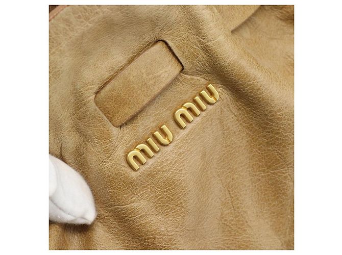 Borsa Miu Miu in pelle beige oro Auth 190085SAM D'oro - vista 15