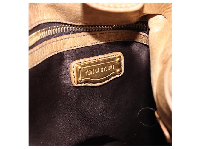 Borsa Miu Miu in pelle beige oro Auth 190085SAM D'oro - vista 17