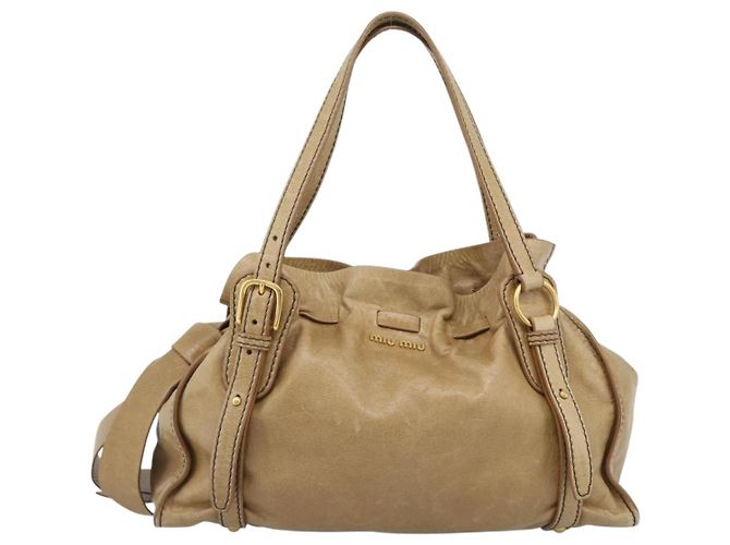 Borsa Miu Miu in pelle beige oro Auth 190085SAM D'oro - vista 2