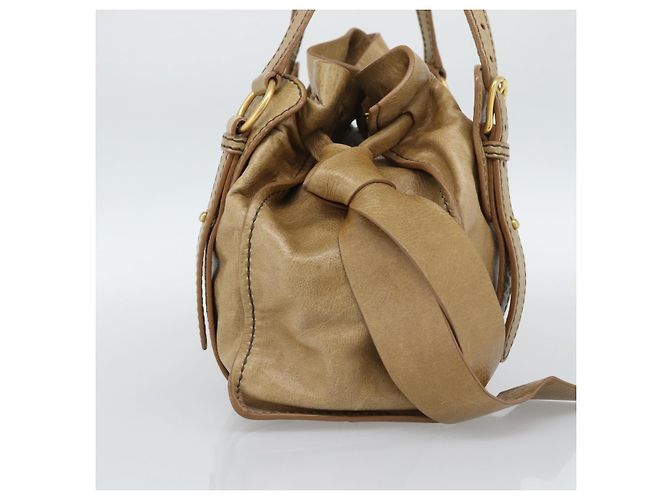 Borsa Miu Miu in pelle beige oro Auth 190085SAM D'oro - vista 4