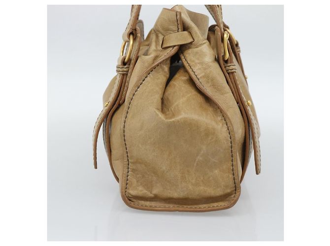 Borsa Miu Miu in pelle beige oro Auth 190085SAM D'oro - vista 5