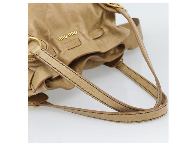 Borsa Miu Miu in pelle beige oro Auth 190085SAM D'oro - vista 7