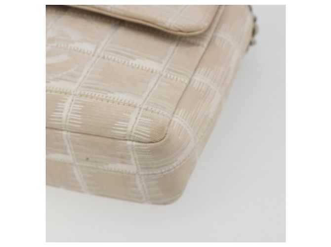 CHANEL Nuevo bolso de hombro Travel Line en lona beige con cadena plateada CC Auténtico ar14011SAV - vista 10