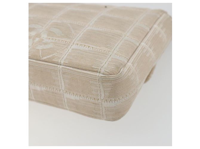 CHANEL Nuevo bolso de hombro Travel Line en lona beige con cadena plateada CC Auténtico ar14011SAV - vista 12