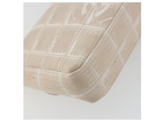 CHANEL Nuevo bolso de hombro Travel Line en lona beige con cadena plateada CC Auténtico ar14011SAV - vista 13