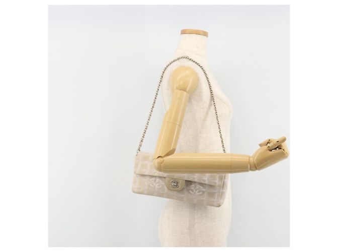CHANEL Nuevo bolso de hombro Travel Line en lona beige con cadena plateada CC Auténtico ar14011SAV - vista 23