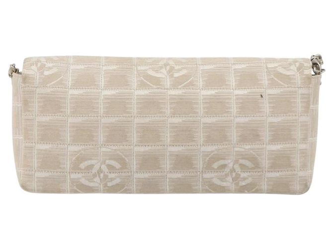 CHANEL Nuevo bolso de hombro Travel Line en lona beige con cadena plateada CC Auténtico ar14011SAV - vista 3