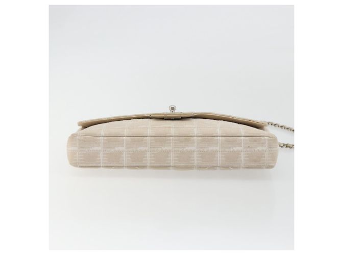 CHANEL Nuevo bolso de hombro Travel Line en lona beige con cadena plateada CC Auténtico ar14011SAV - vista 9