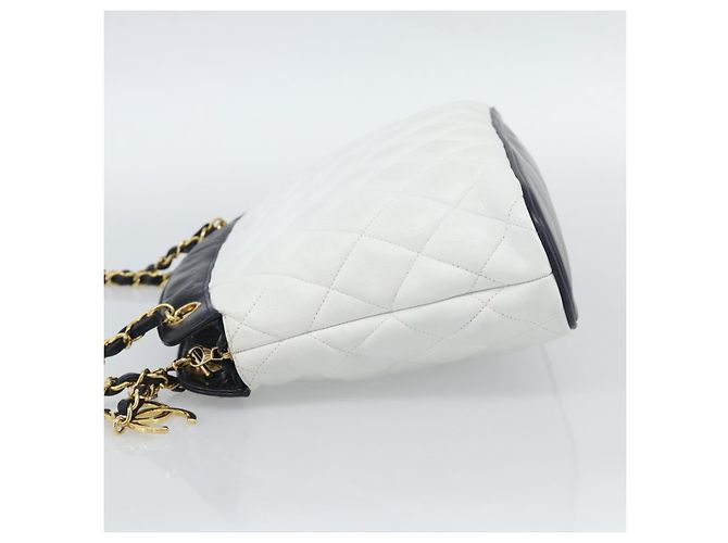 CHANEL Matelasse Chain Shoulder Bag Leather White Gold CC Auth mr2545V Bianco D'oro - vista 4