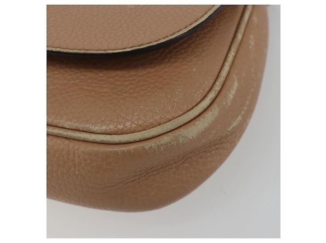Borsa a Spalla con Catena GUCCI in Pelle Beige Oro 536224 Auth ka4986 D'oro - vista 10