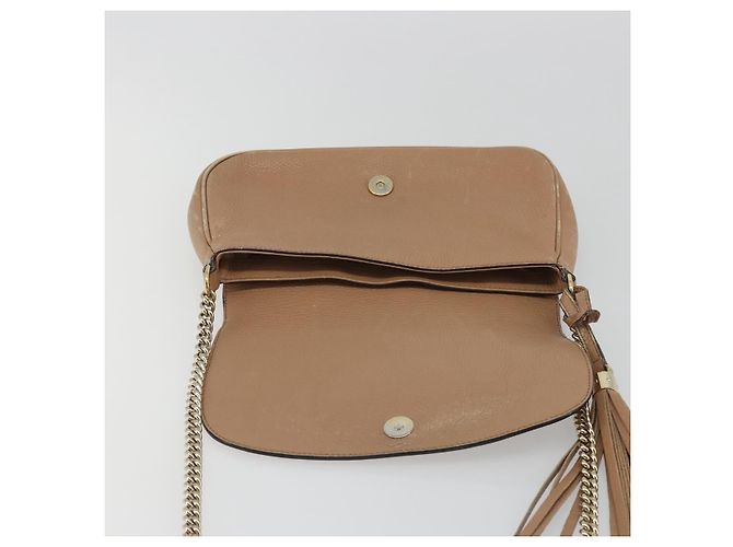 Borsa a Spalla con Catena GUCCI in Pelle Beige Oro 536224 Auth ka4986 D'oro - vista 15