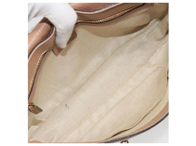 Borsa a Spalla con Catena GUCCI in Pelle Beige Oro 536224 Auth ka4986 D'oro - vista 17