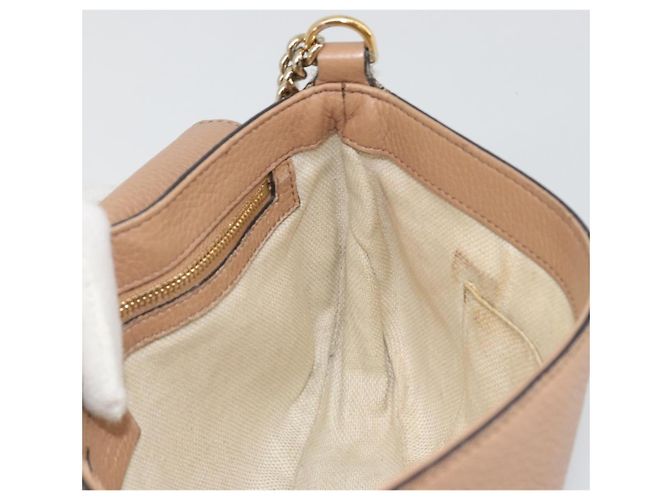 Borsa a Spalla con Catena GUCCI in Pelle Beige Oro 536224 Auth ka4986 D'oro - vista 18