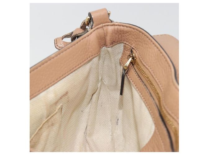 Borsa a Spalla con Catena GUCCI in Pelle Beige Oro 536224 Auth ka4986 D'oro - vista 19