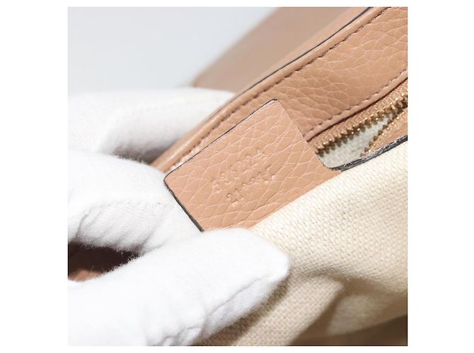 Borsa a Spalla con Catena GUCCI in Pelle Beige Oro 536224 Auth ka4986 D'oro - vista 22