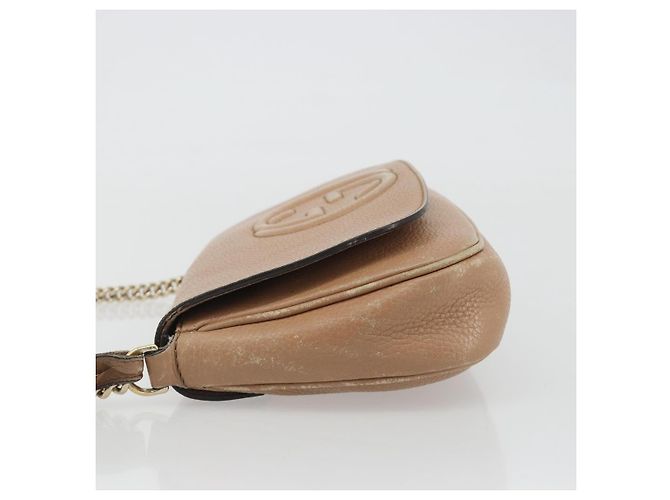 Borsa a Spalla con Catena GUCCI in Pelle Beige Oro 536224 Auth ka4986 D'oro - vista 5