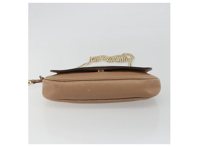 Borsa a Spalla con Catena GUCCI in Pelle Beige Oro 536224 Auth ka4986 D'oro - vista 9