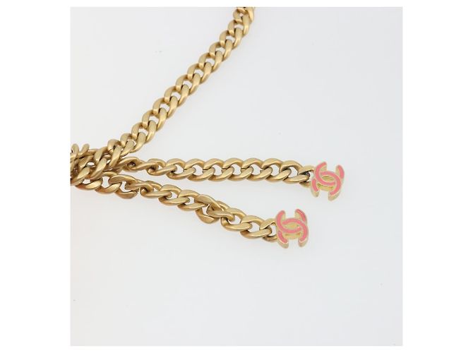 CHANEL Matelasse Chain Shoulder Bag Lamb Skin Pink Gold CC Auth 188796SM Rosa D'oro - vista 10