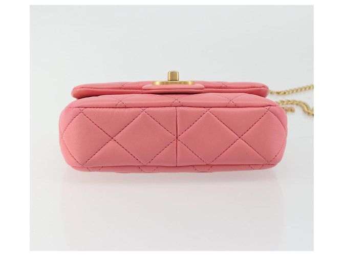 CHANEL Matelasse Chain Shoulder Bag Lamb Skin Pink Gold CC Auth 188796SM Rosa D'oro - vista 11
